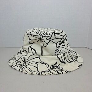 Local Design Kids Unisex Aloha Bucket Hat Monstera Leaf Print White Black Hawaii